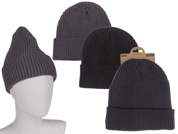 [OOTB-02/3152] Herren-Wintermütze, Beanie, mit Rippenmuster,