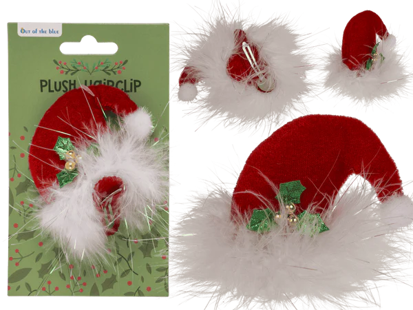 Plüsch-Haarclip, Weihnachtsmütze,