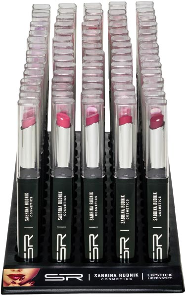 Kosm. Lippenstift rot & pink 75er Tray, 12 Farben