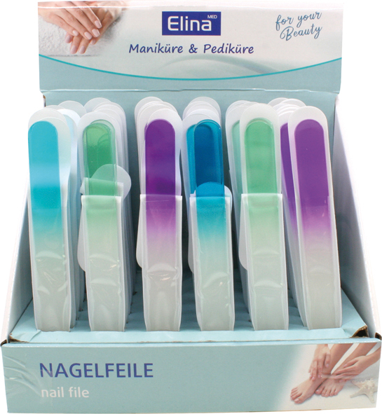 [WERM-62023] Nagelfeile Glas Elina 19,5x2cm mit Schutzhülle