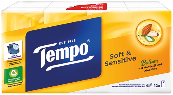 Tempo Taschentücher 12x9 4lag. Mandelöl+Aloe Vera
