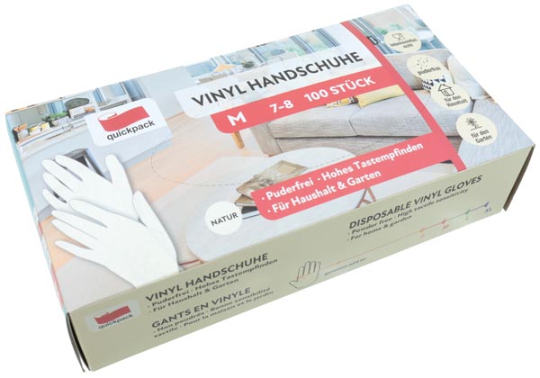 Einweghandschuhe Vinyl 100er Größe M extra dünn