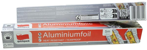 Alufolie 30cm breit 5m im Karton, 10my