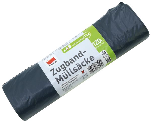 Müllsäcke 120L 10er mit Zugband 70x100cm