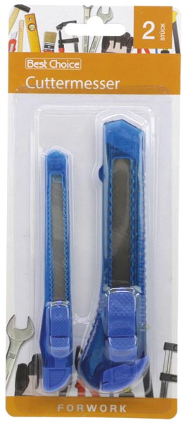 [WERM-53748] Cutter Messer 2er Set 12,5cm + 14,8cm, blau, auf
