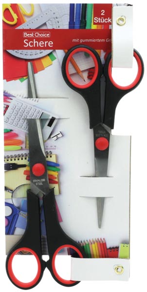 Schere 2er 17+14cm mit gummiertem Griff auf Karte