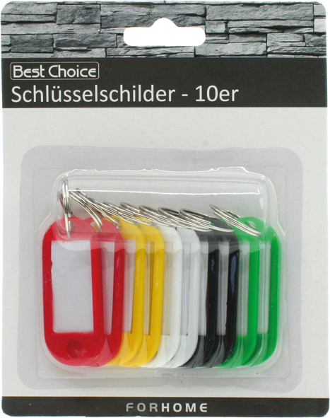 [WERM-60324] Schlüsselschilder 10er 5cm farbig sort. auf Karte