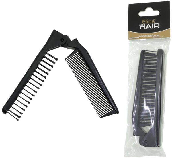 Haarbürste + Kamm klappbar 21x2,6x1,3cm schwarz