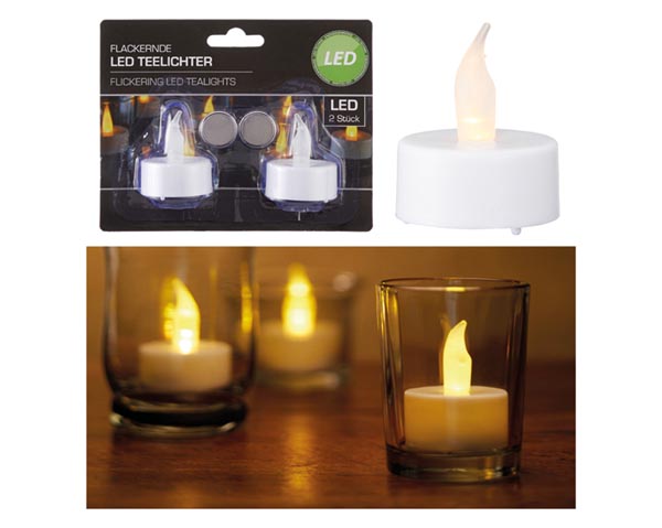 [WERM-50802] LED Teelichter 2er Set, inkl. Batterie, 4x3cm