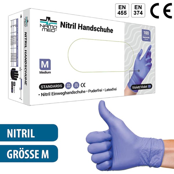 Einweghandschuhe Nitril 100er Größe M violett