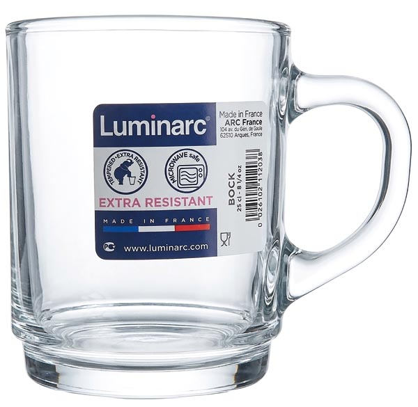 Glas Henkelbecher klar 250ml für Tee + Glühwein