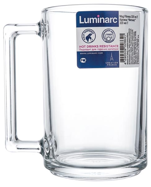 Glas Henkelbecher klar 320ml für Tee + Glühwein