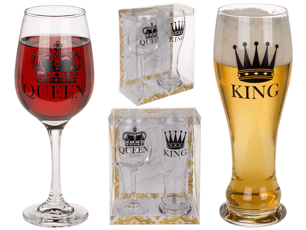 [OOTB-78/7919] Trinkglas, King & Queen, für ca. 600 & 430 ml,