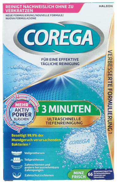 Corega Tabs 3 Minuten 66er Gebissreinigungstabl.