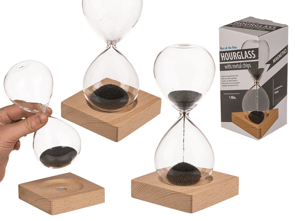 [OOTB-79/3289] Sanduhr mit magnetischem Sand, ca. 16 cm,