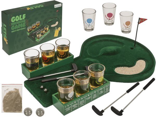 Trinkspiel, Golf, inkl. 6 Shooter-Gläser,