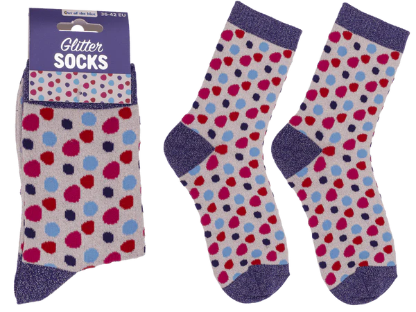 Glitzer-Socken, Punkte, Größe 36-42,