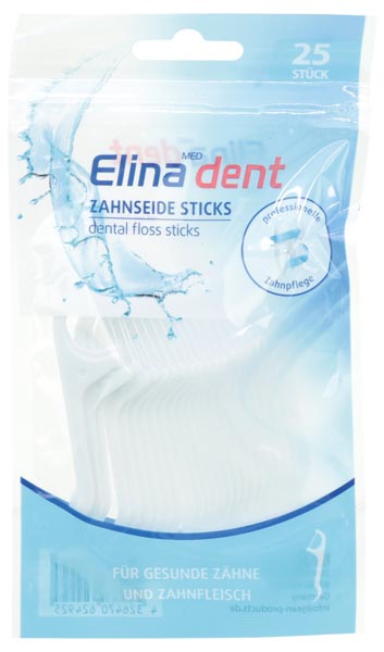 Zahnseide Sticks Elina 25er 8cm im Zipp-Beutel