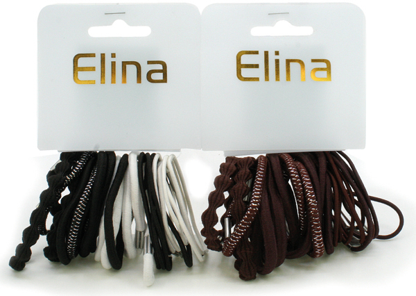 Haargummi Elina 24er versch.Stärken braun+schw.