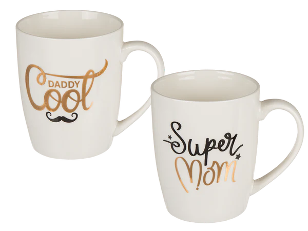 [OOTB-101724] New Bone China-Becher, Super Mom & Daddy Cool,