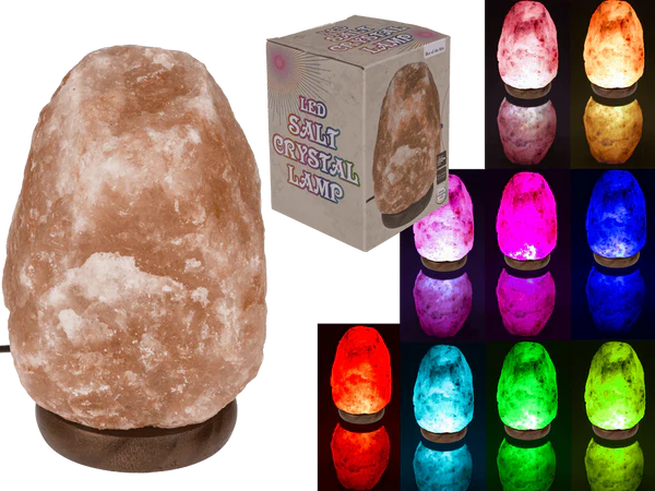 LED-Salzkristall-Lampe, farbwechselnd,