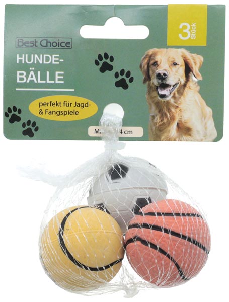 [WERM-53728] Hunde Bälle 4cm Durchmesser 3fach sortiert