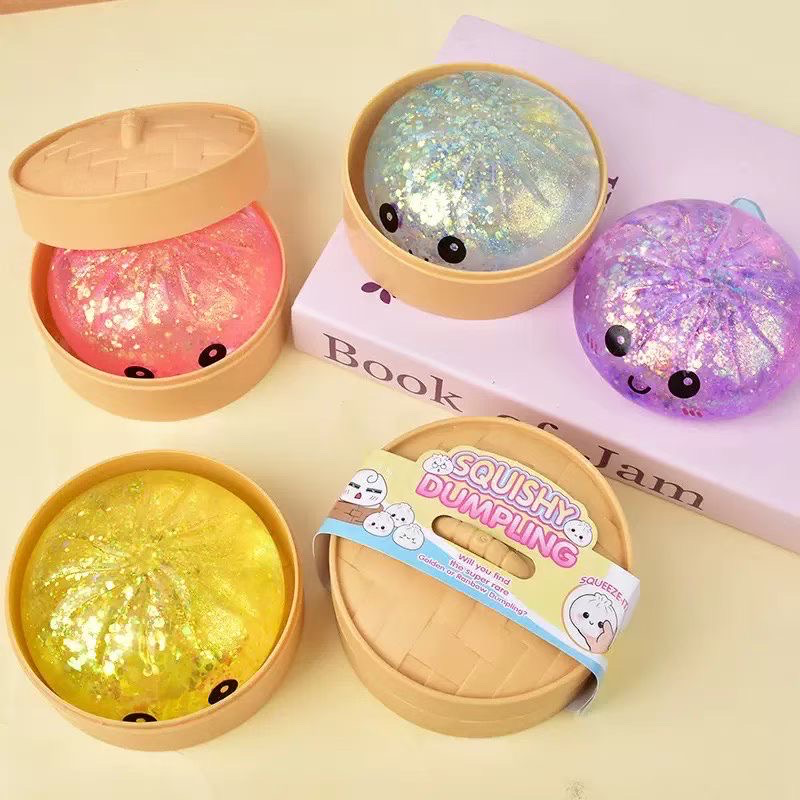 Squishy Dumplings – Glitzer Quetschspielzeug im Dampfgarerkorb