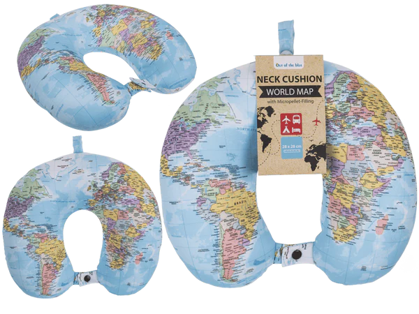 Nackenkissen mit Micropellet-Füllung, World Map,