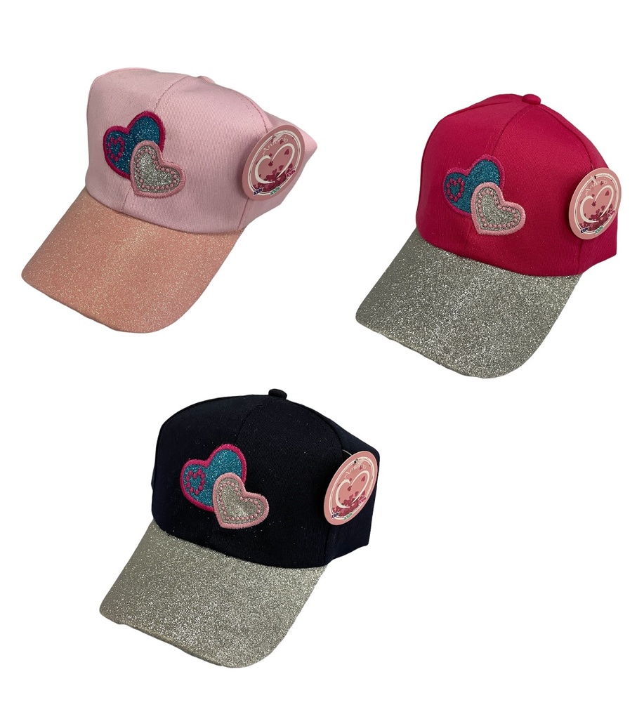 Kinder glitter Cap 2 Herzen