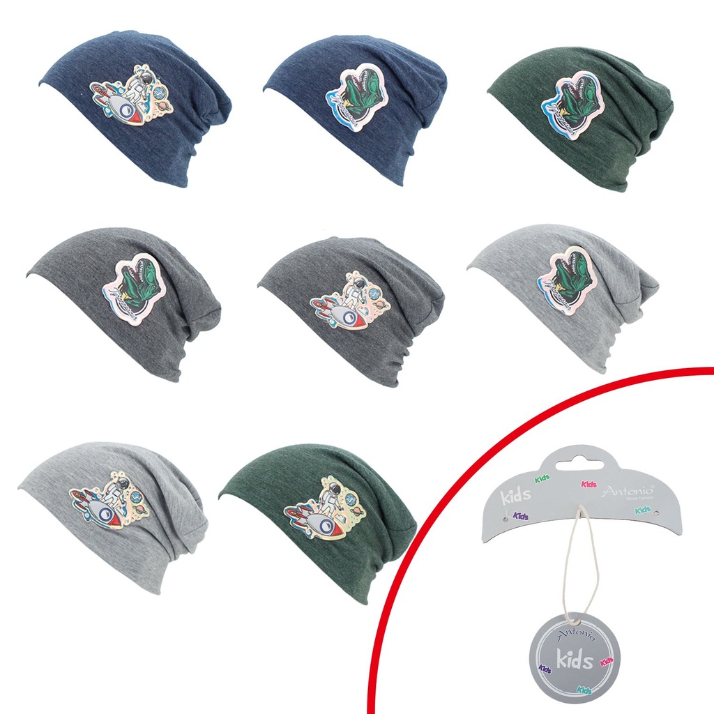 Kinder Beanie Mütze Jungs Dino Astro