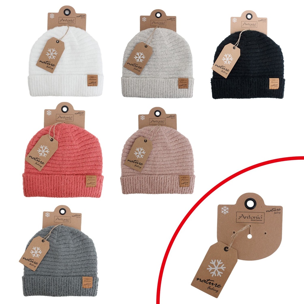 Winter Damen Mütze Beanie Bouclé natur Neu Basic