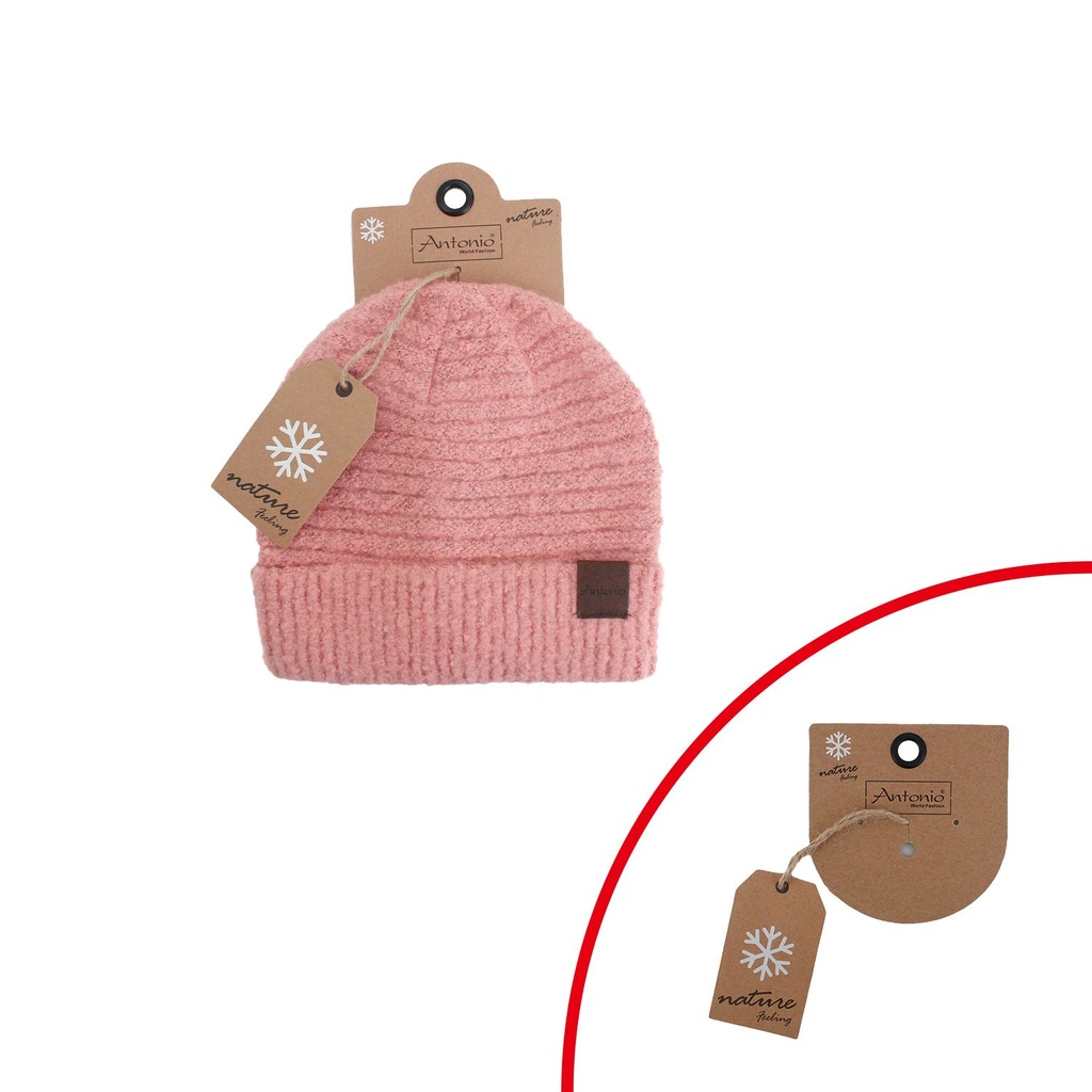 Damen Strick Mütze Bouclé