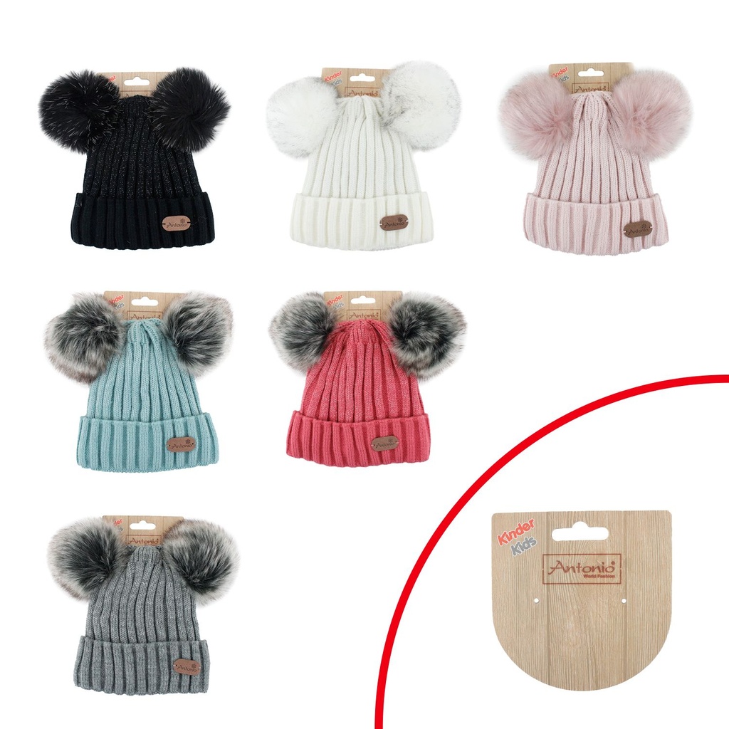[60.00834.99] Winter Kinder Mütze Paula mit 2 Bommeln