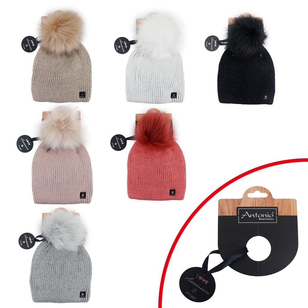 Winter Damen Mütze Verstecktes Glitzer Mit Bommel