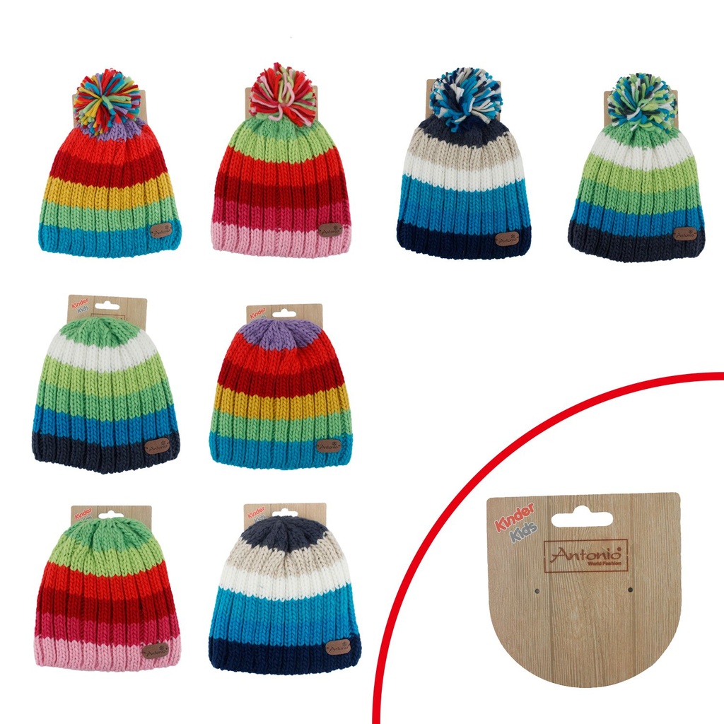 Winter Kinder Mütze Bunte Streifen