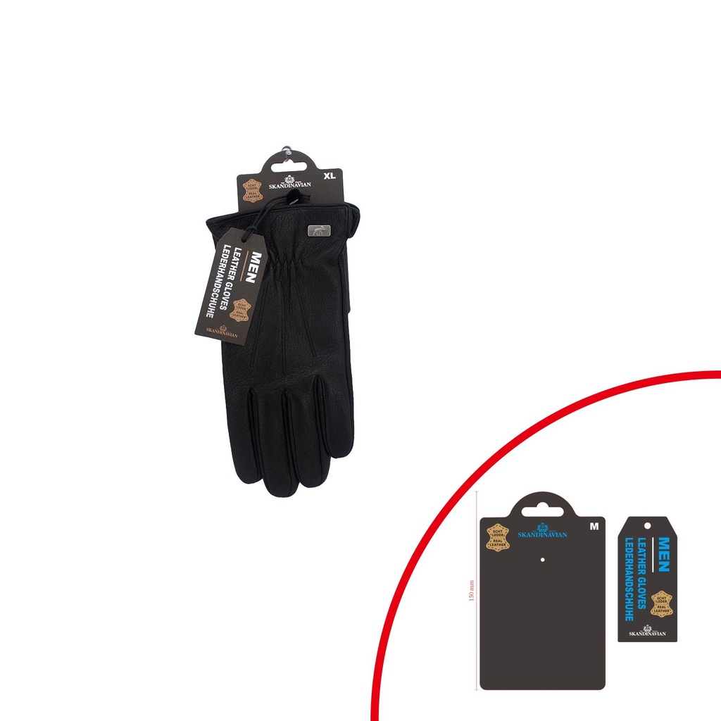[61.00713.99] Winter Herren Handschuhe Leder 3 Strips