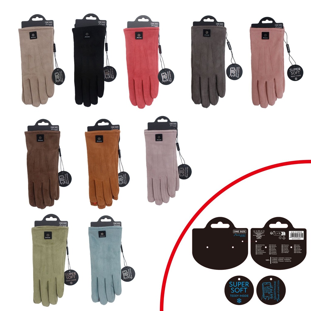 [61.00695.99] Winter Damen Handschuhe Drei Streifen Fashion Mit Innen Teddy