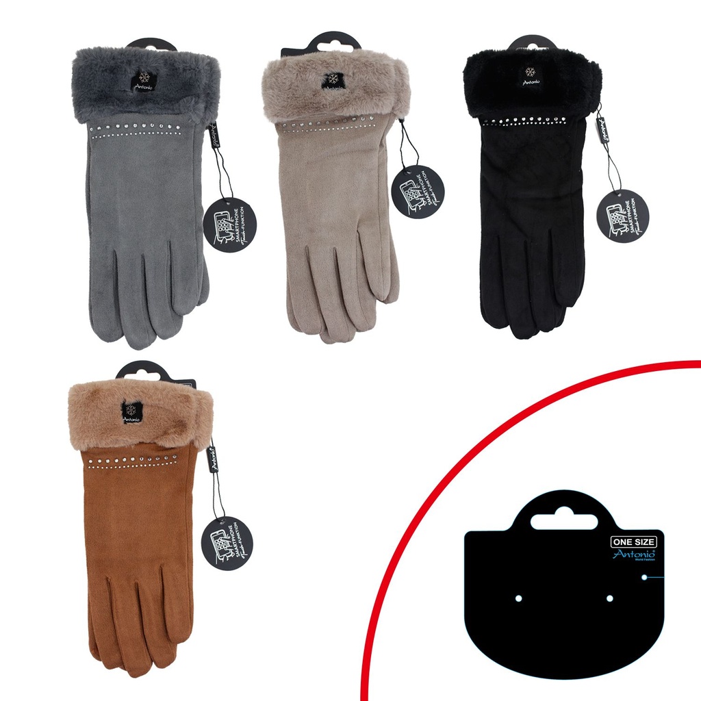 [61.00603.99] Winter Damen Handschuhe Suede und Diamanten