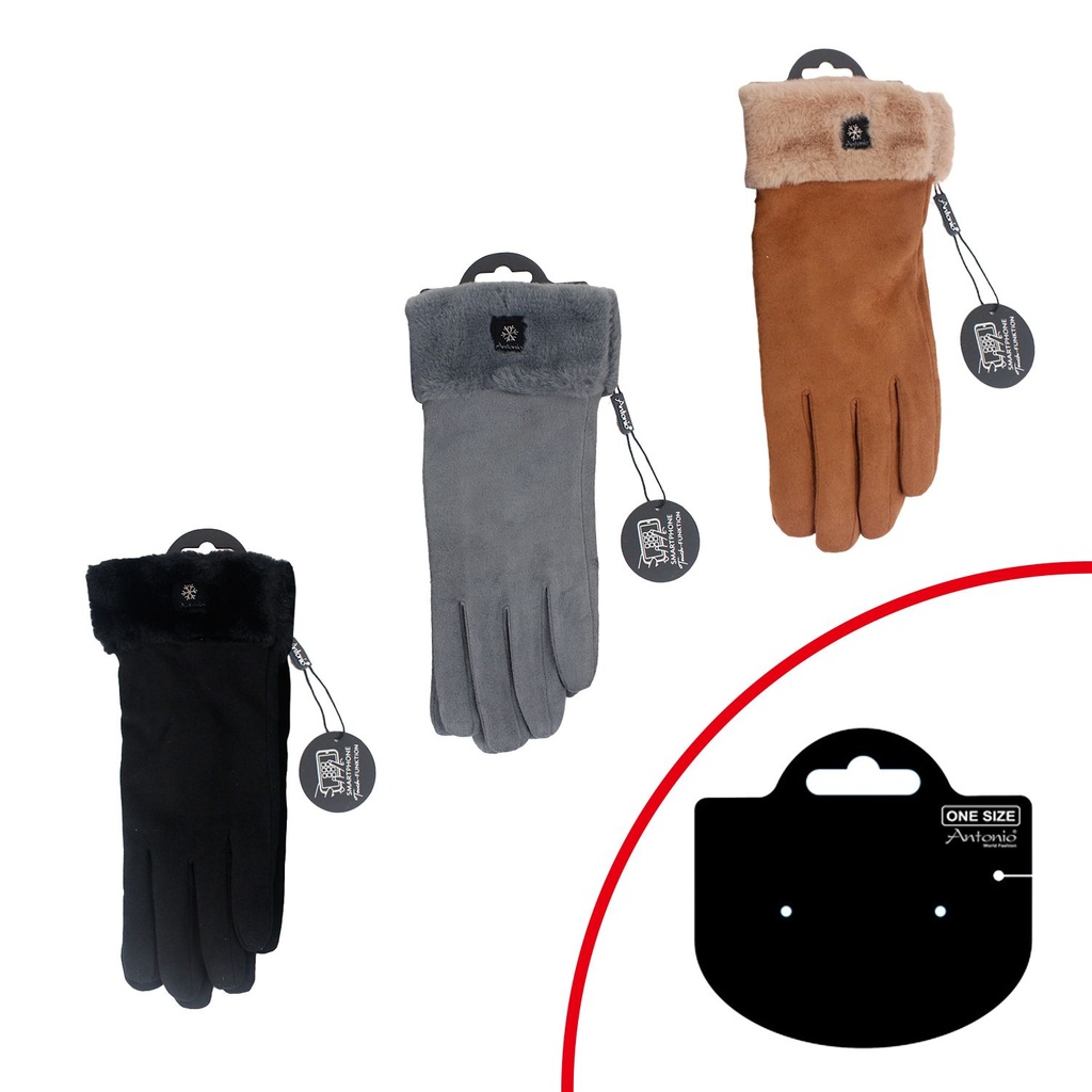 Winter Damen Handschuhe Suede mit Thermo Teddy