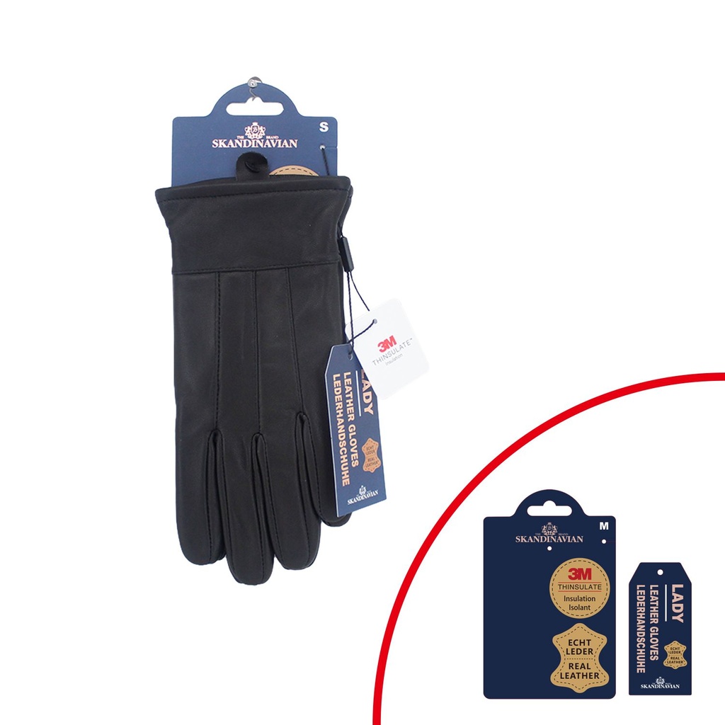 [61.00517.99] Winter Damen Handschuh Leder Mit Bommel- 3M