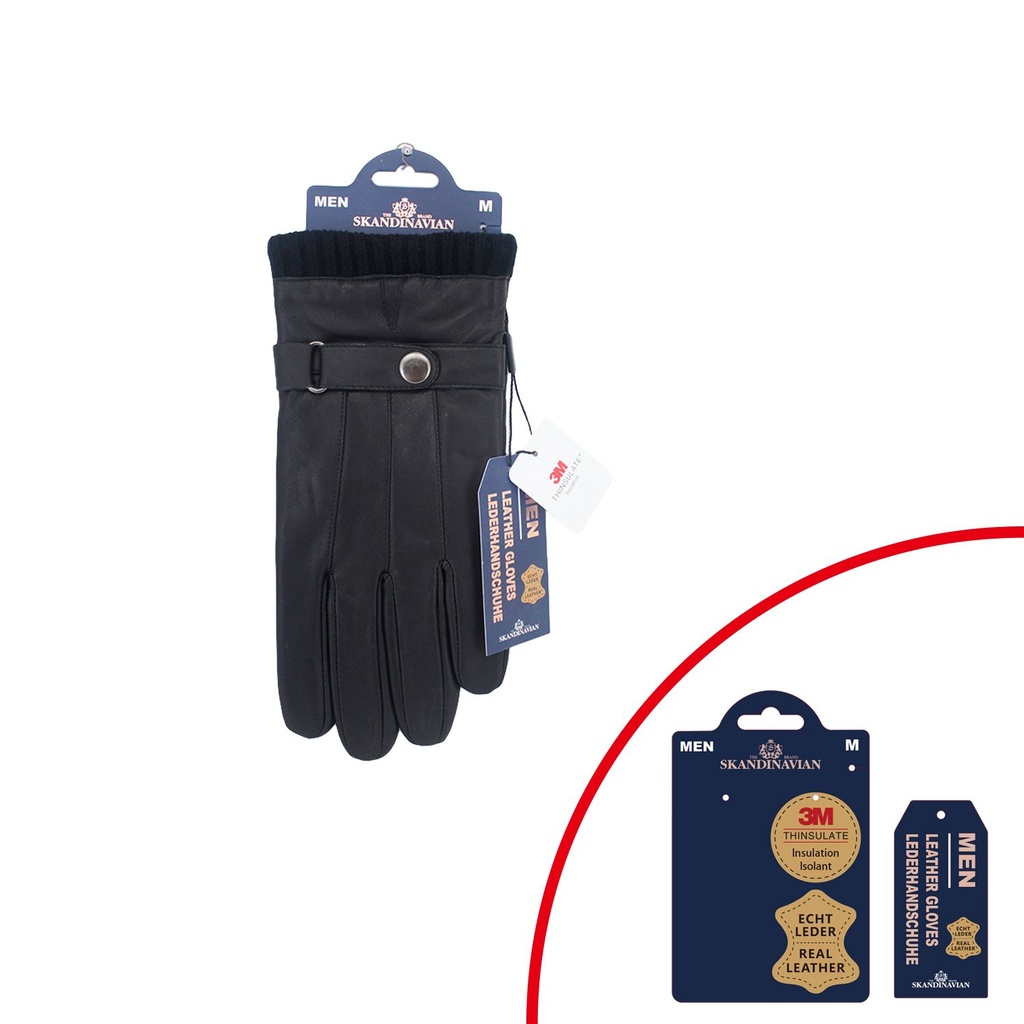 [61.00507.99] Winter Herren Lederhandschuhe mit Schnalle- 3M