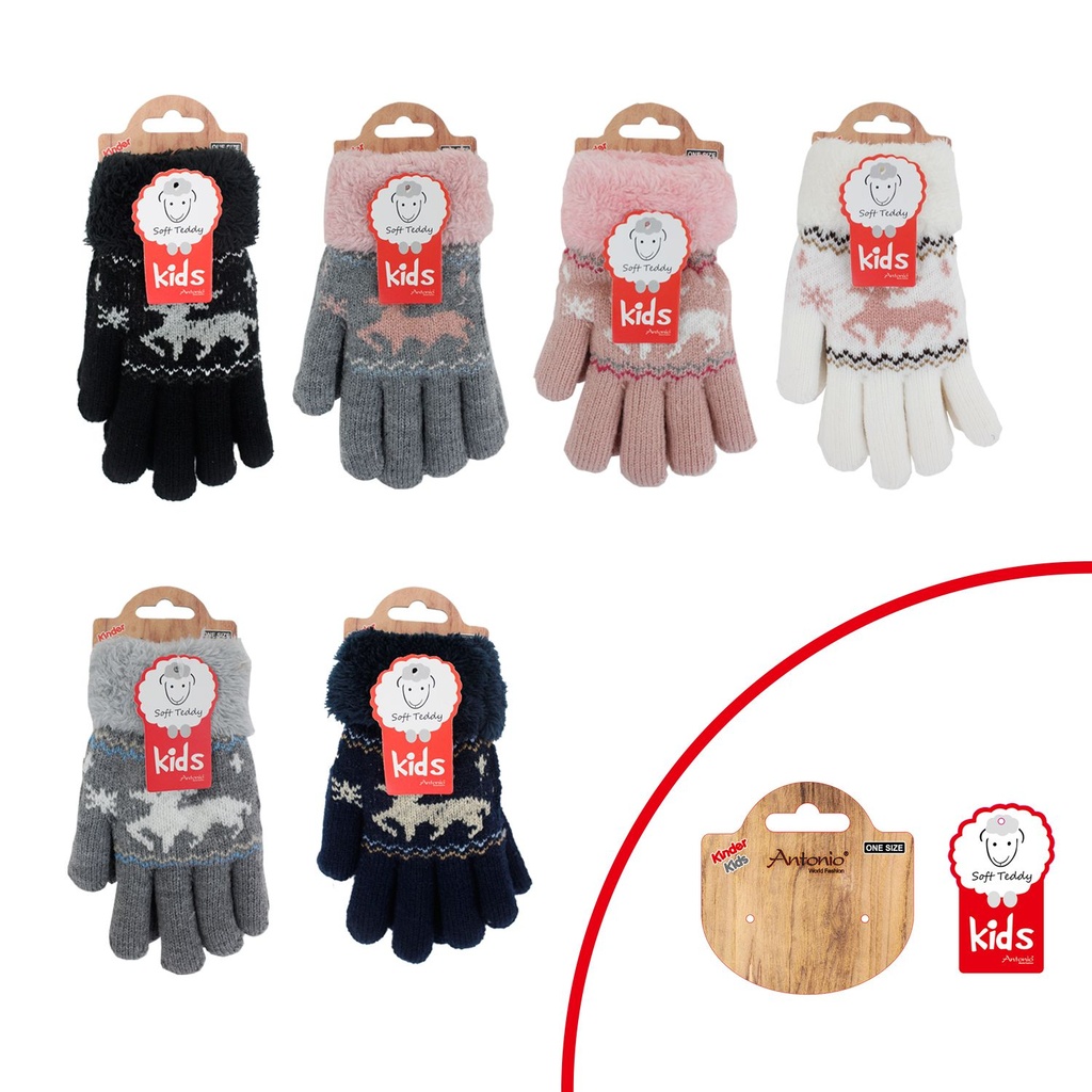 Kids Gloves Finger Reindeer