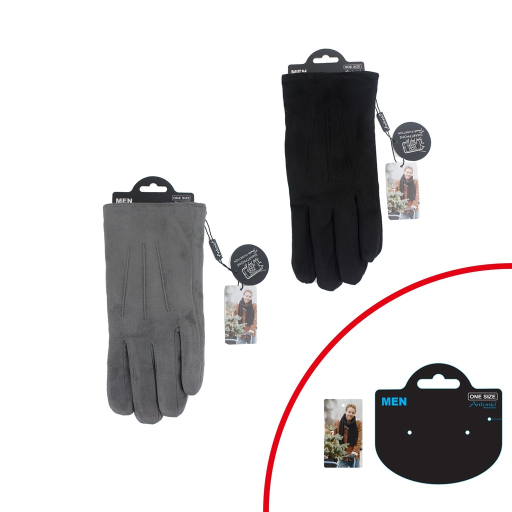 [61.00402.99] Winter Herren Handschuhe Suede Linien mit Teddy