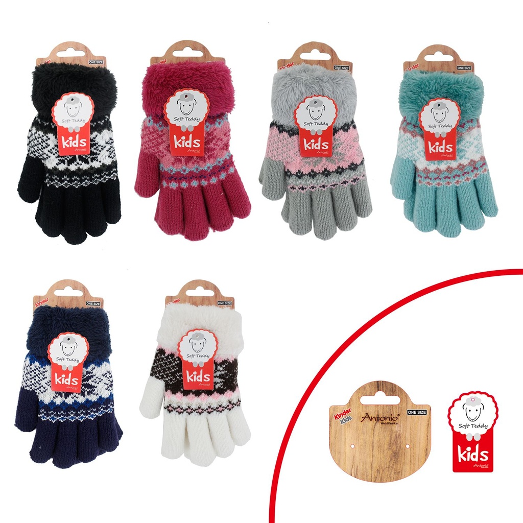 Winter Kinder Handschuhe Teddy Norweger Stern