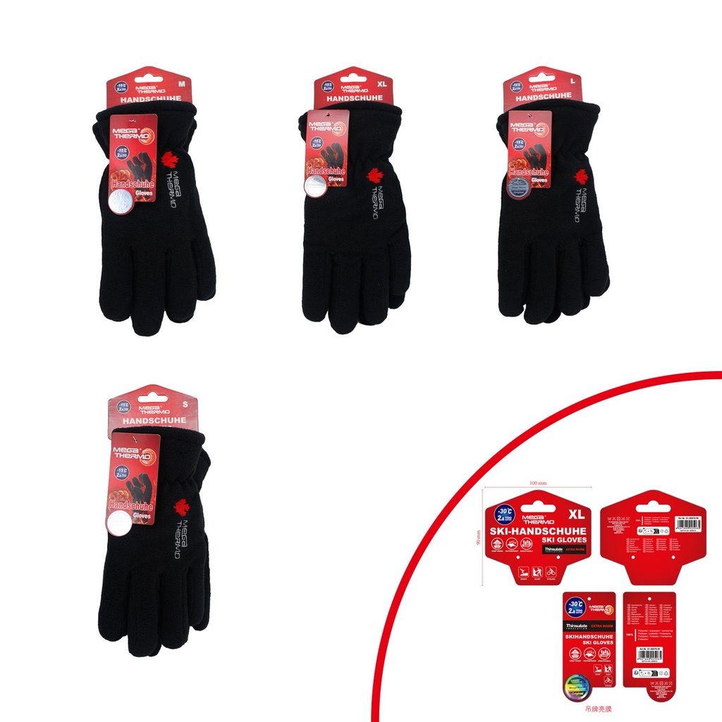 Winter Herren Kanada Handschuhe Mega-Thermo-Fleece Thinsulate 3M