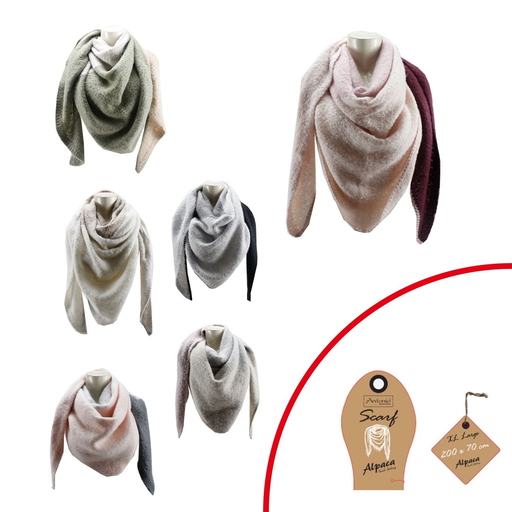 [62.02280.99] Winter Damen Bouclé Dreiecksschal Dreifarbig