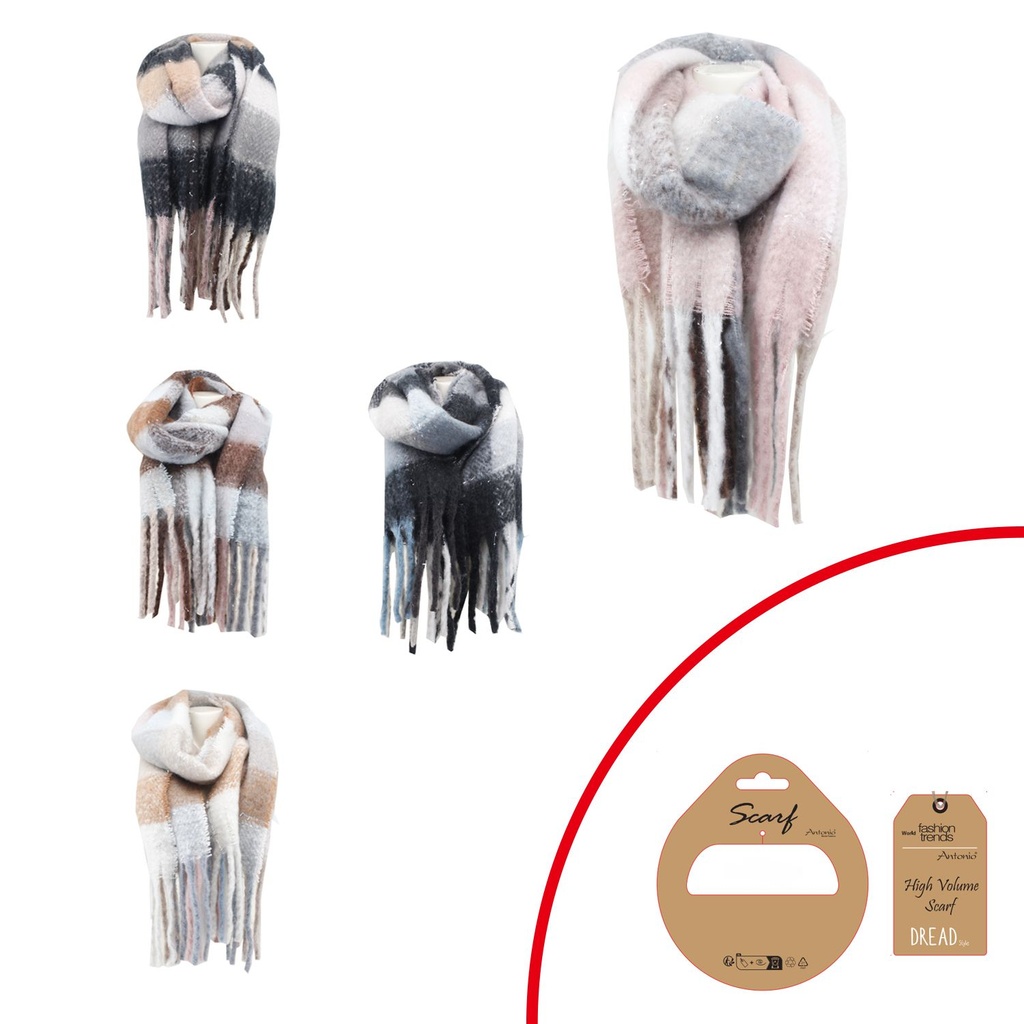 [62.02196.99] Winter Damen Schal Dreads Check Glitter