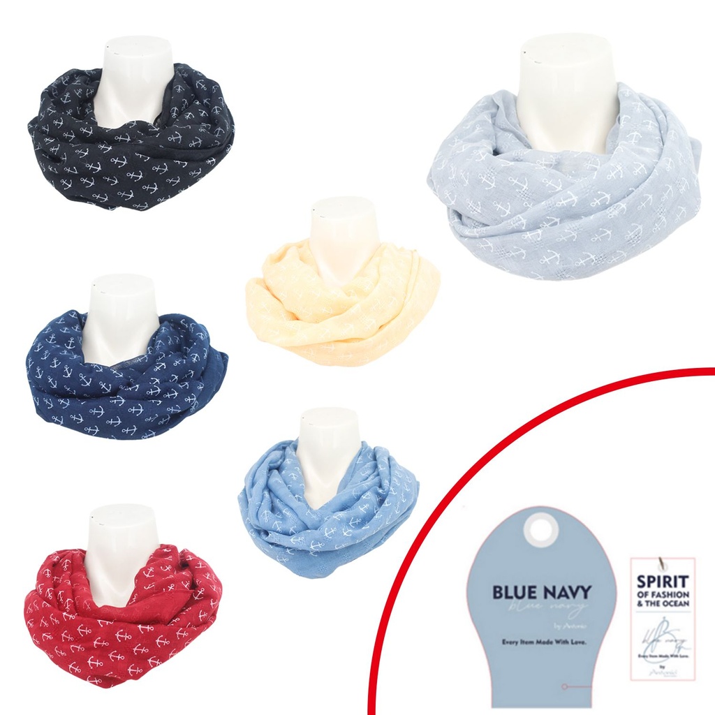 Sommer Damen Loop Blue Navy Anker Maritim