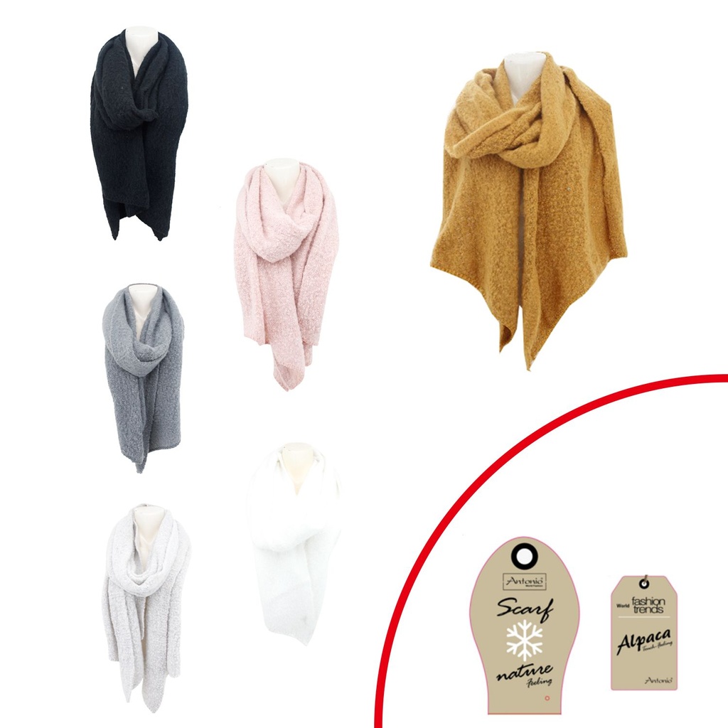 [62.01897.99] Winter Damen Schal Bouclé Basis Farben Trapez