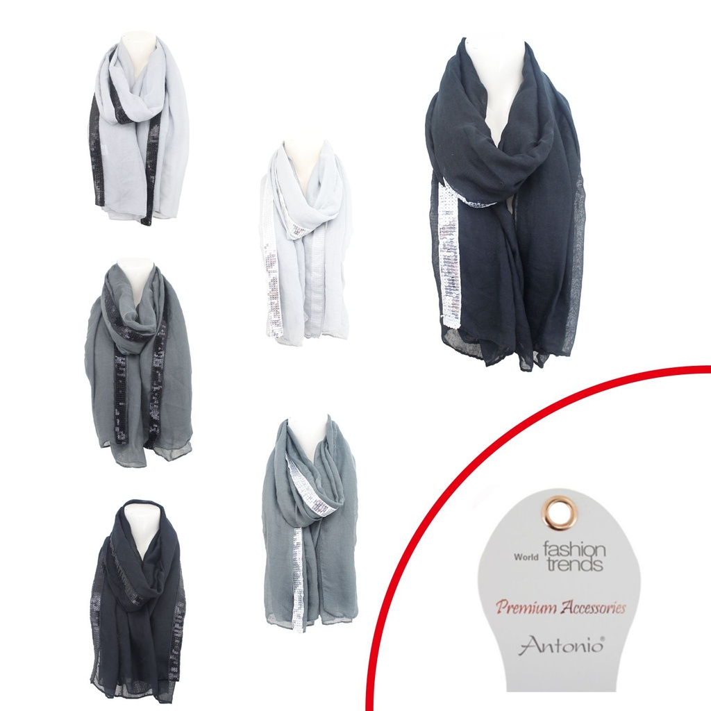 Damen Sommer Schal Pailietten Rand